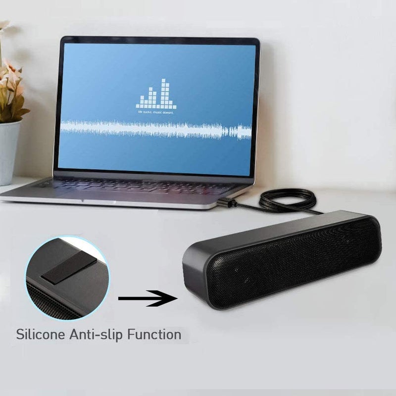 HONKYOB USB Computer Speakers,Laptop Speakers Wired USB Powered,Portable Mini Sound Bar PC Speakers for Windows PC,Desktop Computer,Laptops and Checkout Counter with Stereo Sound - Image 4